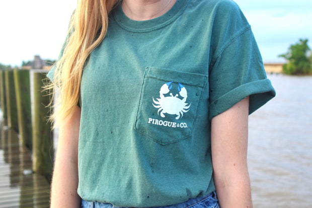 Isle Waters Crab Tee | Cypress Green