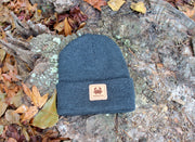 Leather Patch Beanie | Charcoal