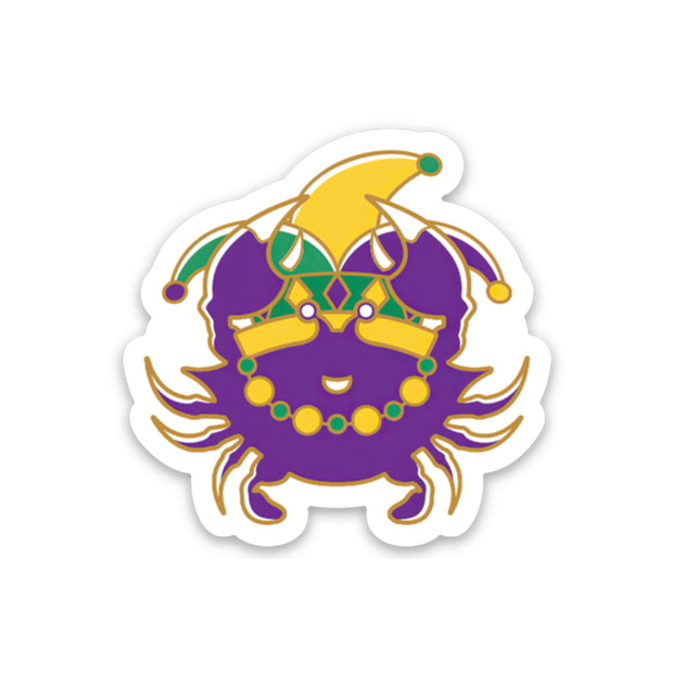 Mardi Gras Jester Crab Sticker