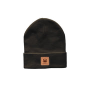 Leather Patch Beanie | Moss